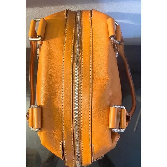 MICHAEL KORS Handbag Cognac Natural Brown Leather Purse Satchel Doctors Bag - Picture 3 of 16